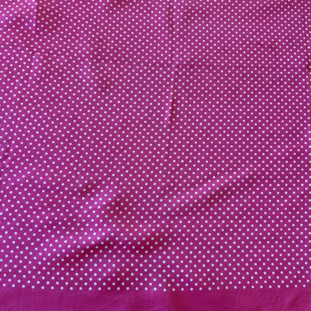 Kreier Pink with White Polka Dots Silk Scarf Made in Switzerland 26" x 26" - Picture 6 of 13